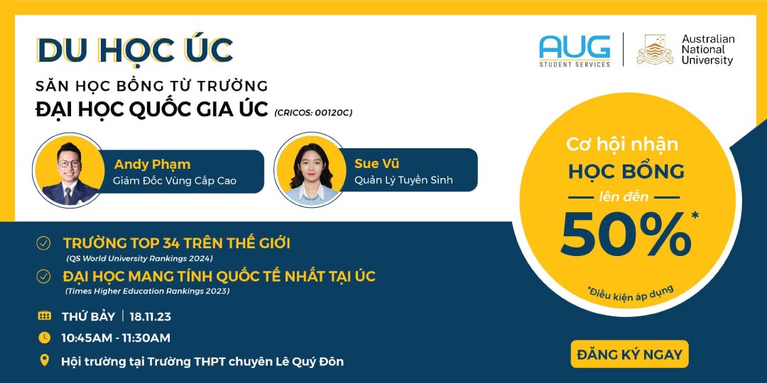 [AUG Đà Nẵng] Săn Học Bổng Cùng Trường Đại Học Quốc Gia Úc