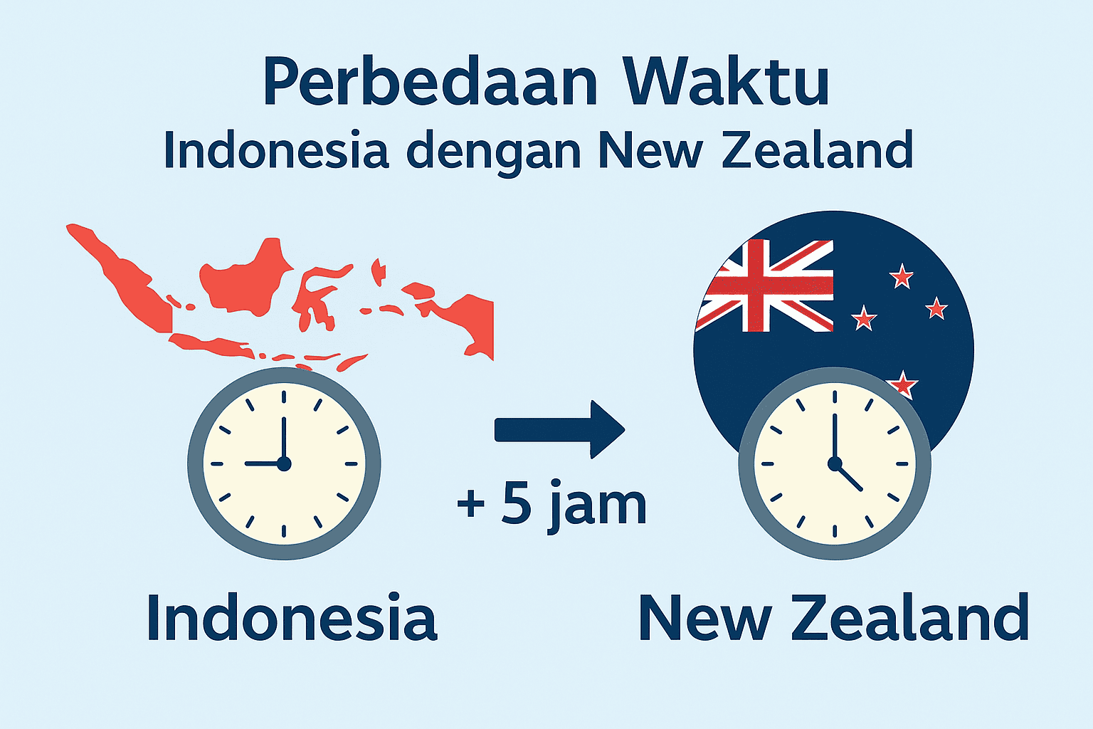 Perbedaan Waktu Indonesia với New Zealand