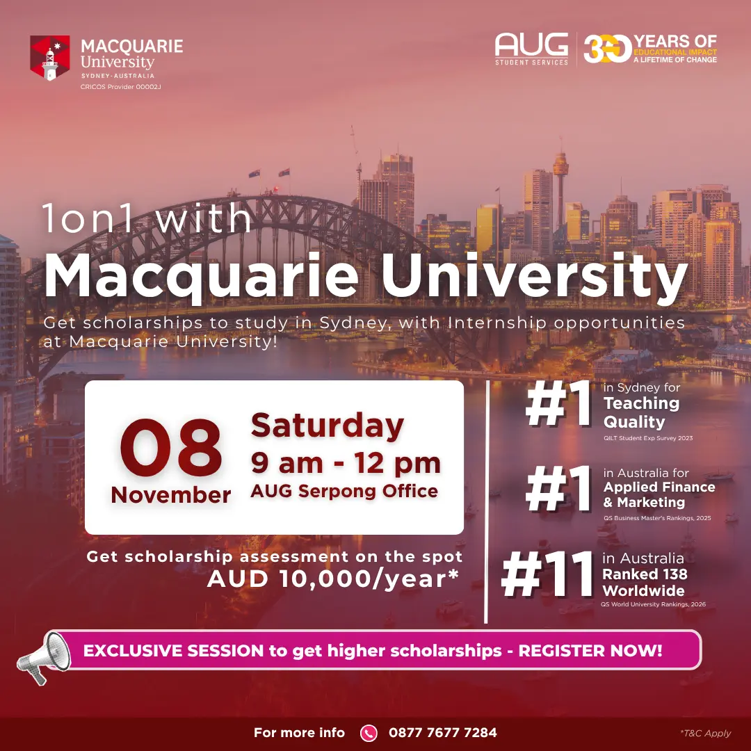 1-on-1 Consultation with Macquarie University – AUG Serpong, 8 Nov 2025