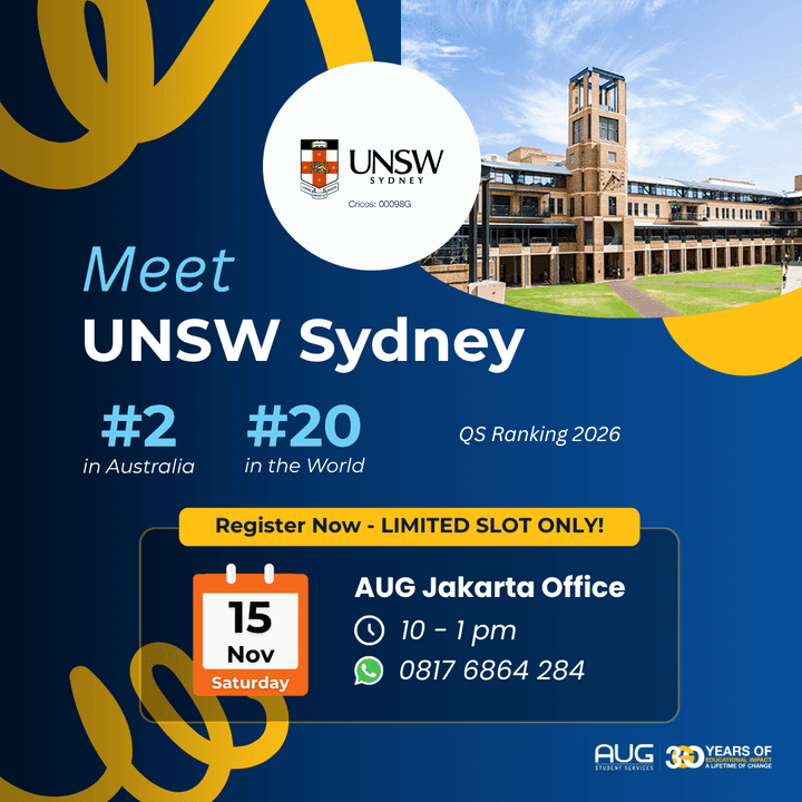 UNSW Info Session & Application Day – AUG Jakarta, 15 Nov 2025