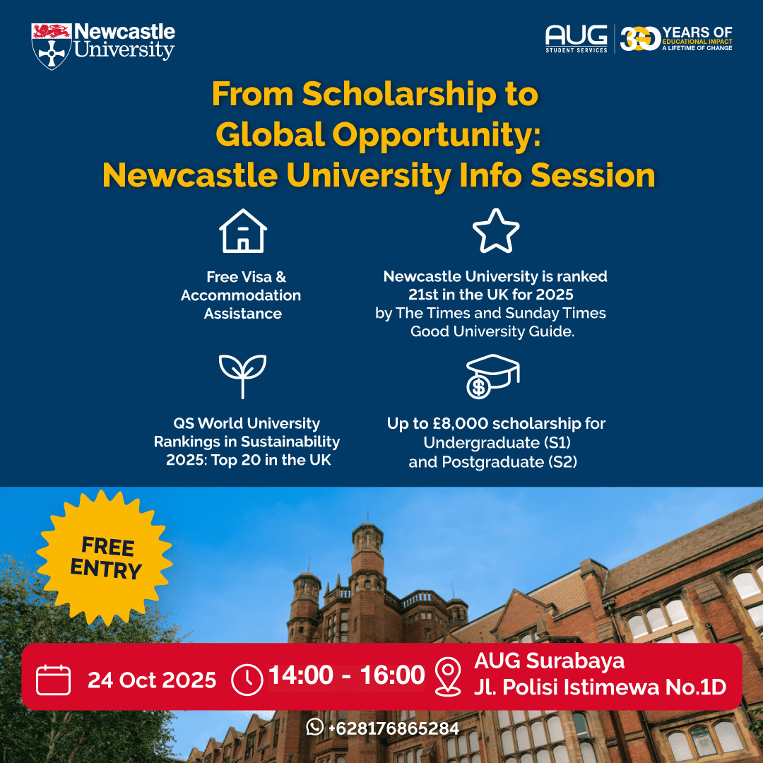 Newcastle University Info Session – AUG Surabaya, 24 Oct 2025