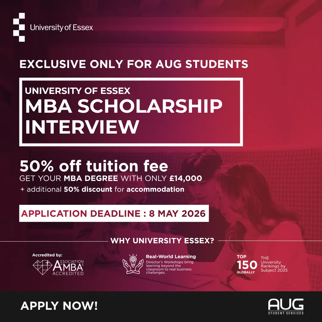 Essex MBA Scholarship 2026 via AUG Student Services