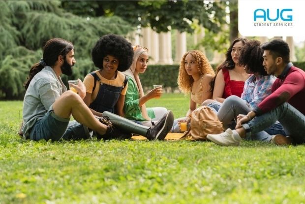 International students on a UK university campus