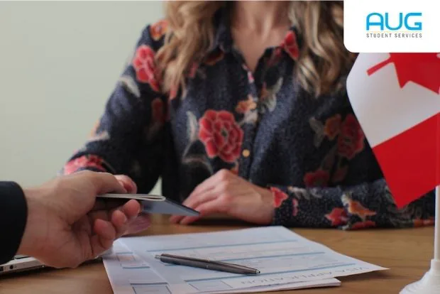 International student completing a Canada student visa application
