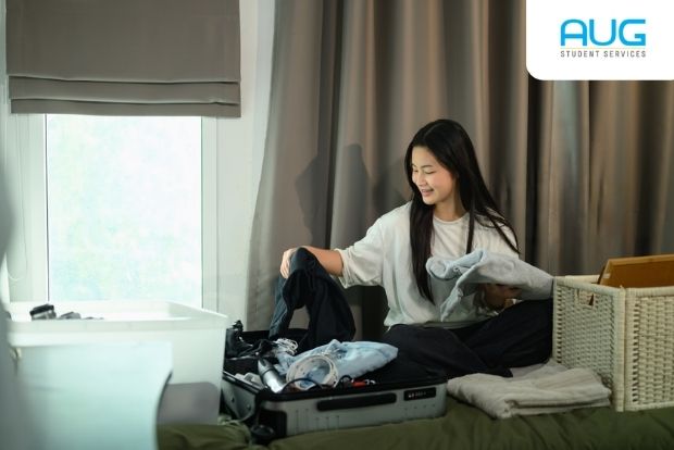 International students moving into student accommodation in Australia near a university campus